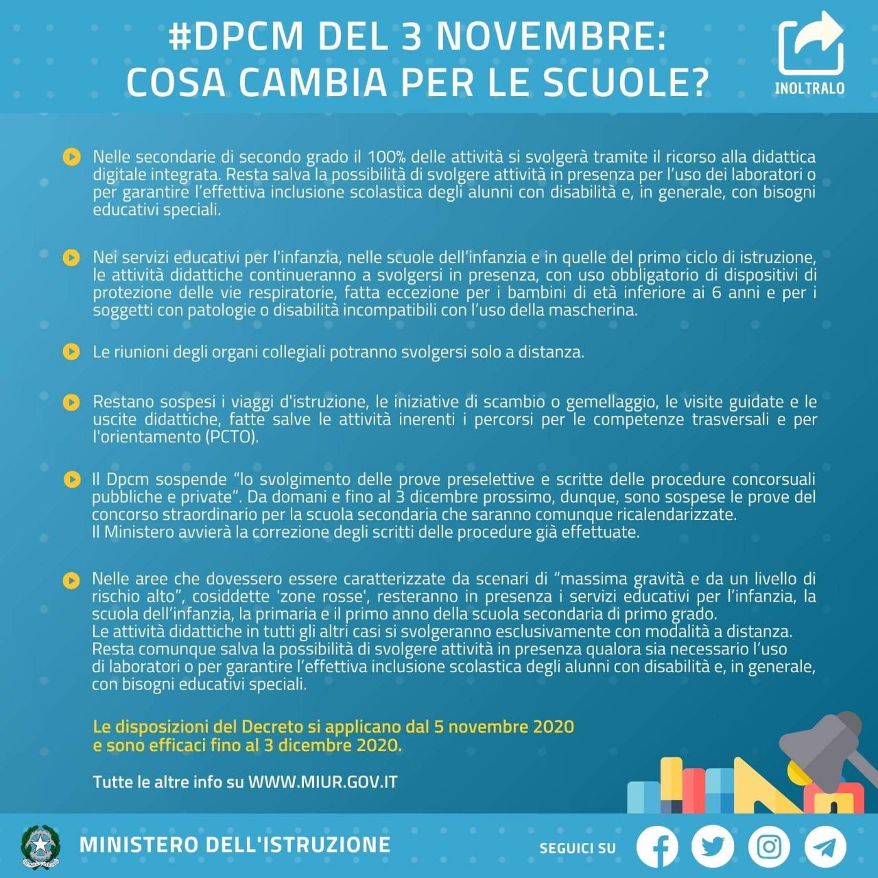 pillole dpcm 3 novembre scuola